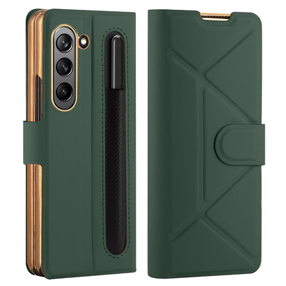 For Samsung Galaxy Z Fold5 5G Shockproof Phone Case Pen Slot PU PC Stand Cover with Tempered Glass Film For Samsung Galaxy Z Fold5 5G Shockproof Phone Case Pen Slot PU PC Stand Cover with Tempered Glass Film